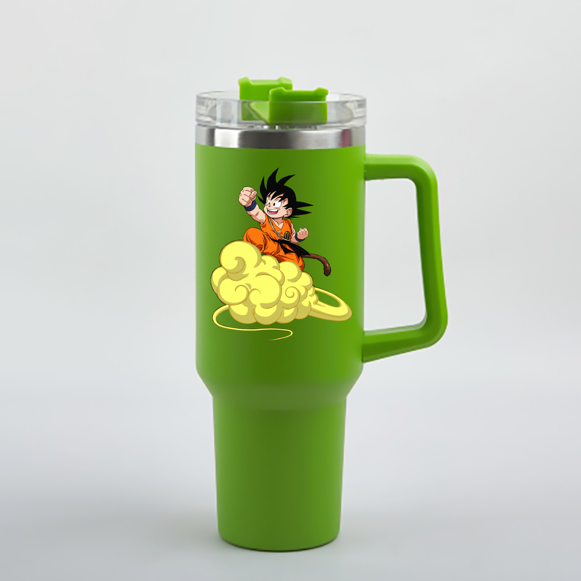 （画像用） ドラゴンボール 孫悟空（そん ごくう）Son Goku カカロット DRAGON BALL Kakarotto 1200mL車用タンブラー - クリスタルステッカー（プラスチックストロー付き）